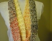 Super-Long Infinity Scarf in "Daybreak Colors" Cream / Gold / Coral / Peach / Plum / Espresso