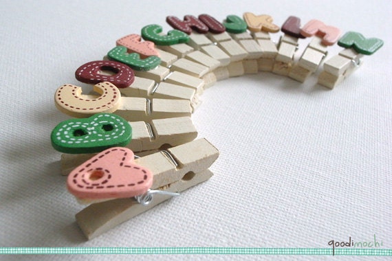 Alphabet Wooden Mini Clothespins . Mini Pegs // Wedding, Birthday, Party, Scrapbook, Gift Decoration, Bunting // Set of 14 Alpthabets
