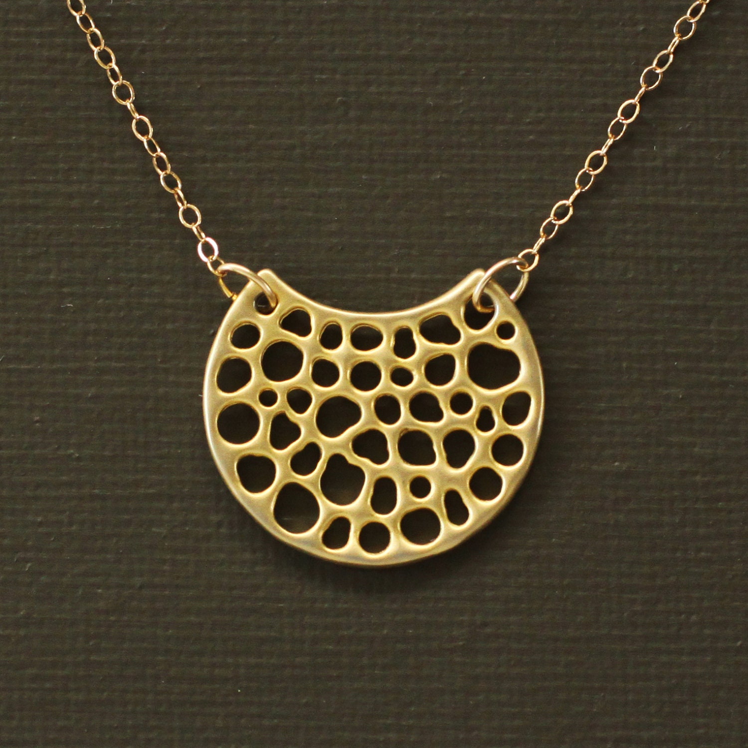 SALE - Gold Organic Crescent Moon Necklace