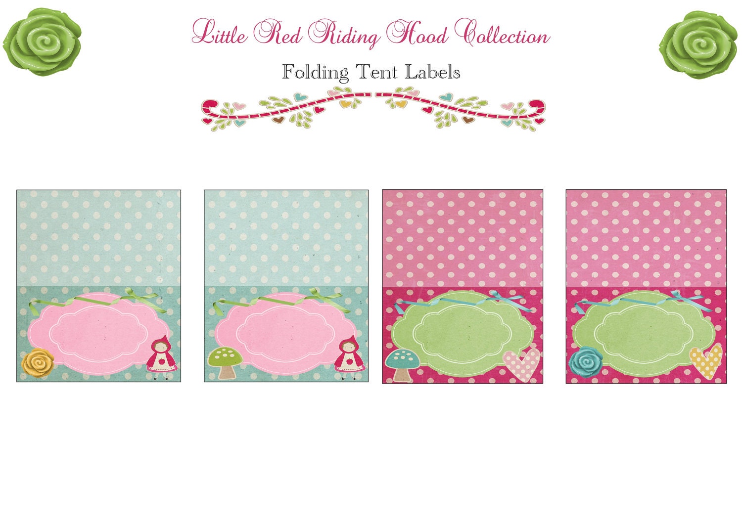 Little Red Riding Hood Collection - PRINTABLE TENT LABELS - Sweet Scarlett Events Il_570xn