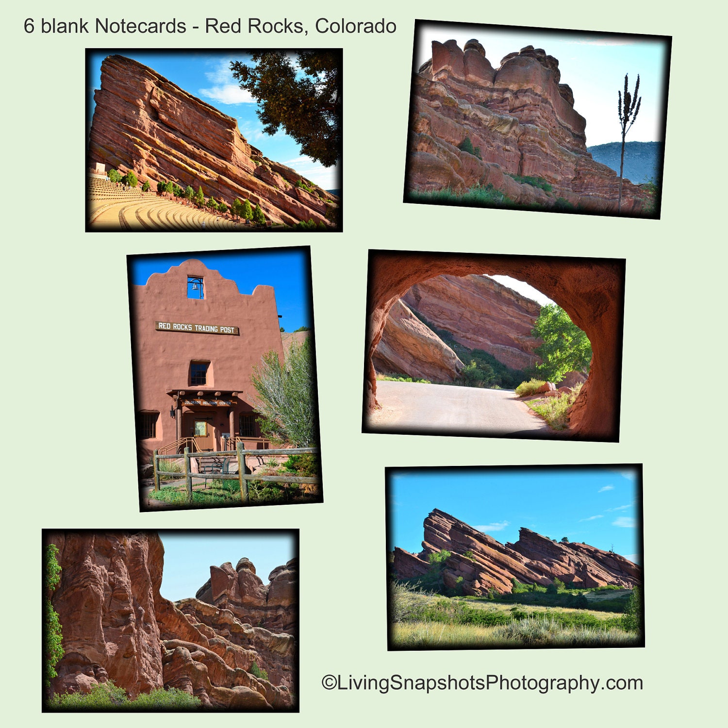 Blank Notecards Red Rocks, CO - 6 different photo print greeting cards with envelopes