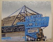 Lite House woodcut print