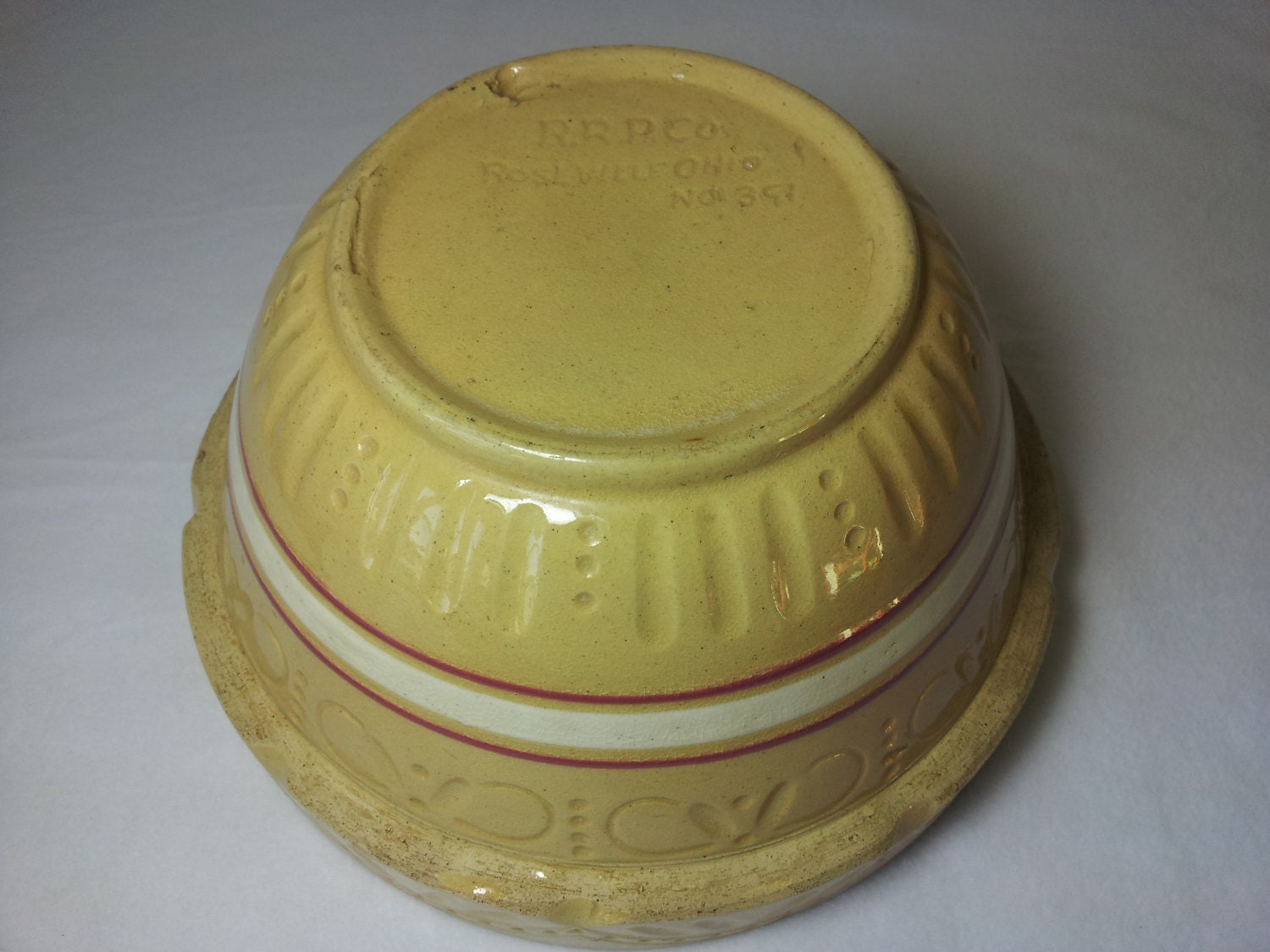 Vintage Yellowware Mixing Bowl by Robinson Ransbottom Pottery Company of Roseville Ohio  No. 391
