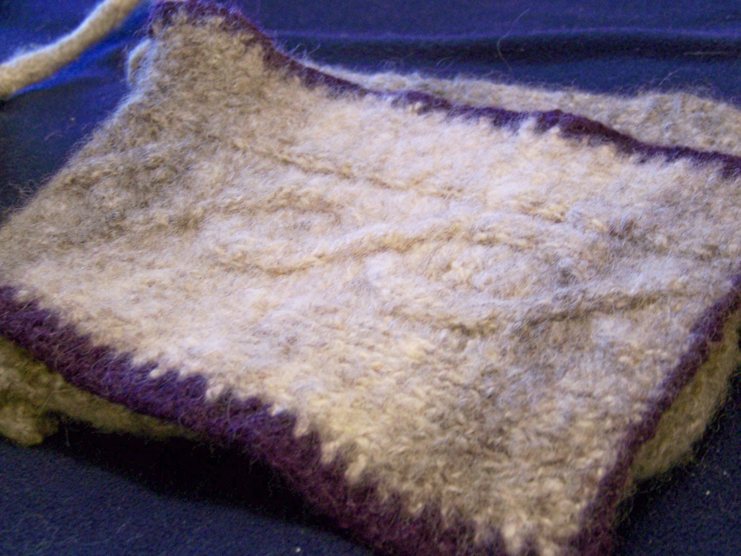 handmade handspun  felted wool messenger bag purse with cables