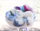 Polar Bear baby Crib Mobile, hanging Decoration, Mother and Son, Ice Fishing, Aurora Borealis, Hunter, parent gift, white bears, lesson