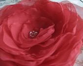 Strawberry red hair accessories,  Strawberry red flower, Bobby pin, Wedding flower, Headband flower, Hair barrette