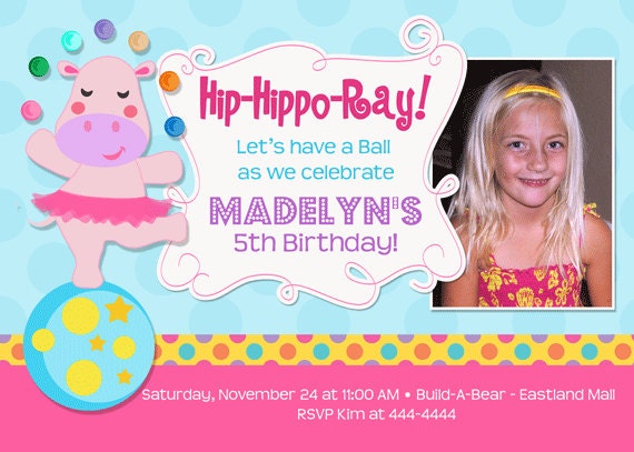Hippo Ballerina Birthday Party Invitation - Printable Il_170x135