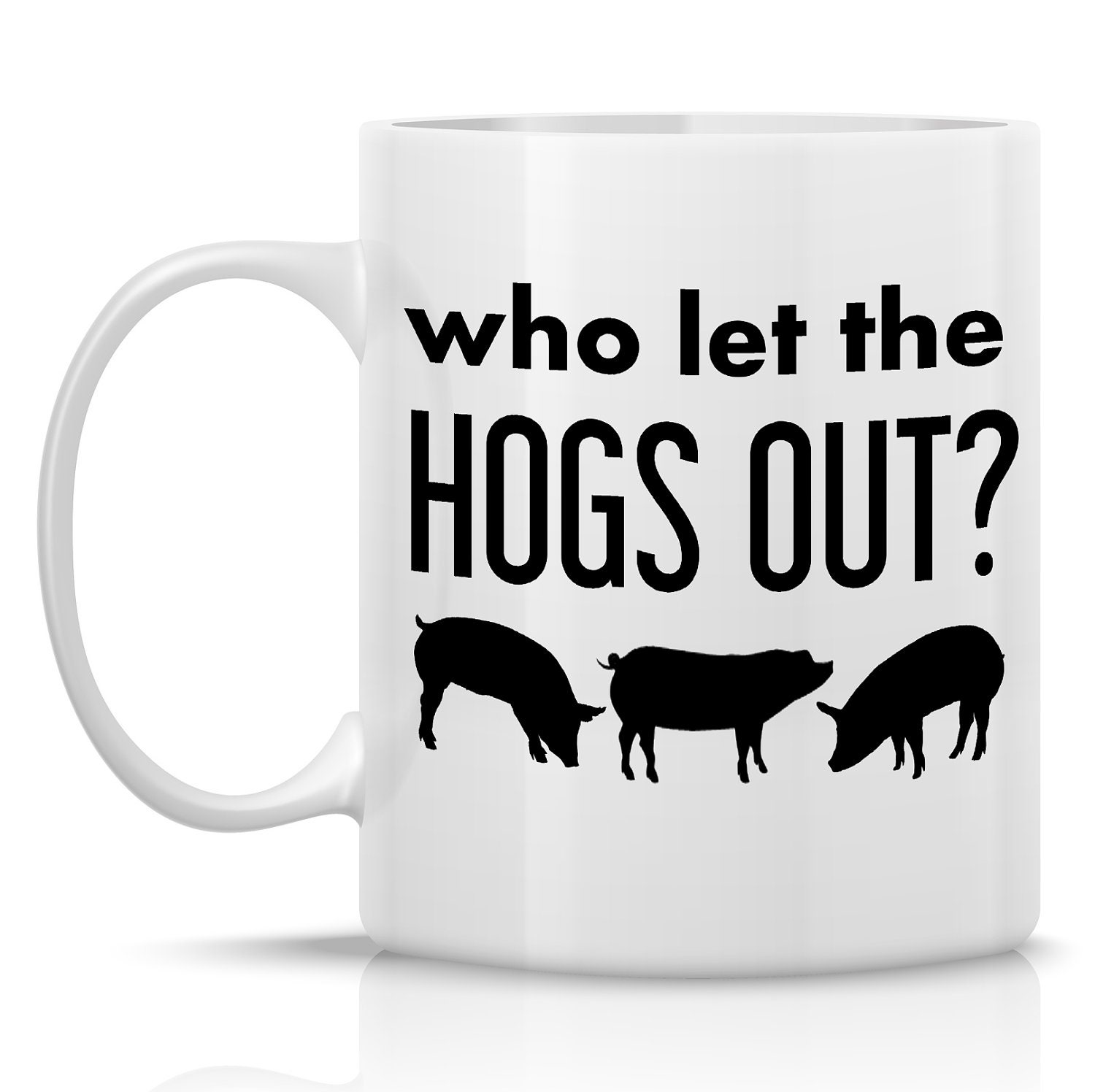Homestead Hogs Coffee Mug - Who Let the Hogs Out: 11-oz. Porcelain Mug - Farm Animal Theme with Pigs
