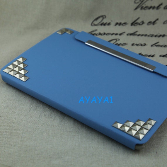 iPad mini Case, iPad mini Cover ,iPad,blue case with Antique silver stud,studded  mini ipad case,rotatable case,studded case