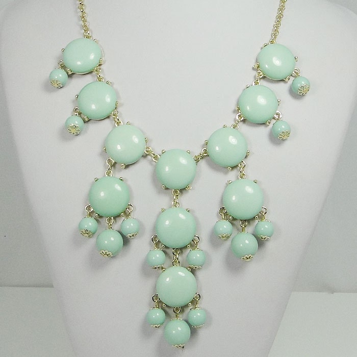NEW Hot Mint Green 20mm Size Bubble Necklace, Handmade Bib Necklace, Bubble Statement Necklace Jewelry-117698345
