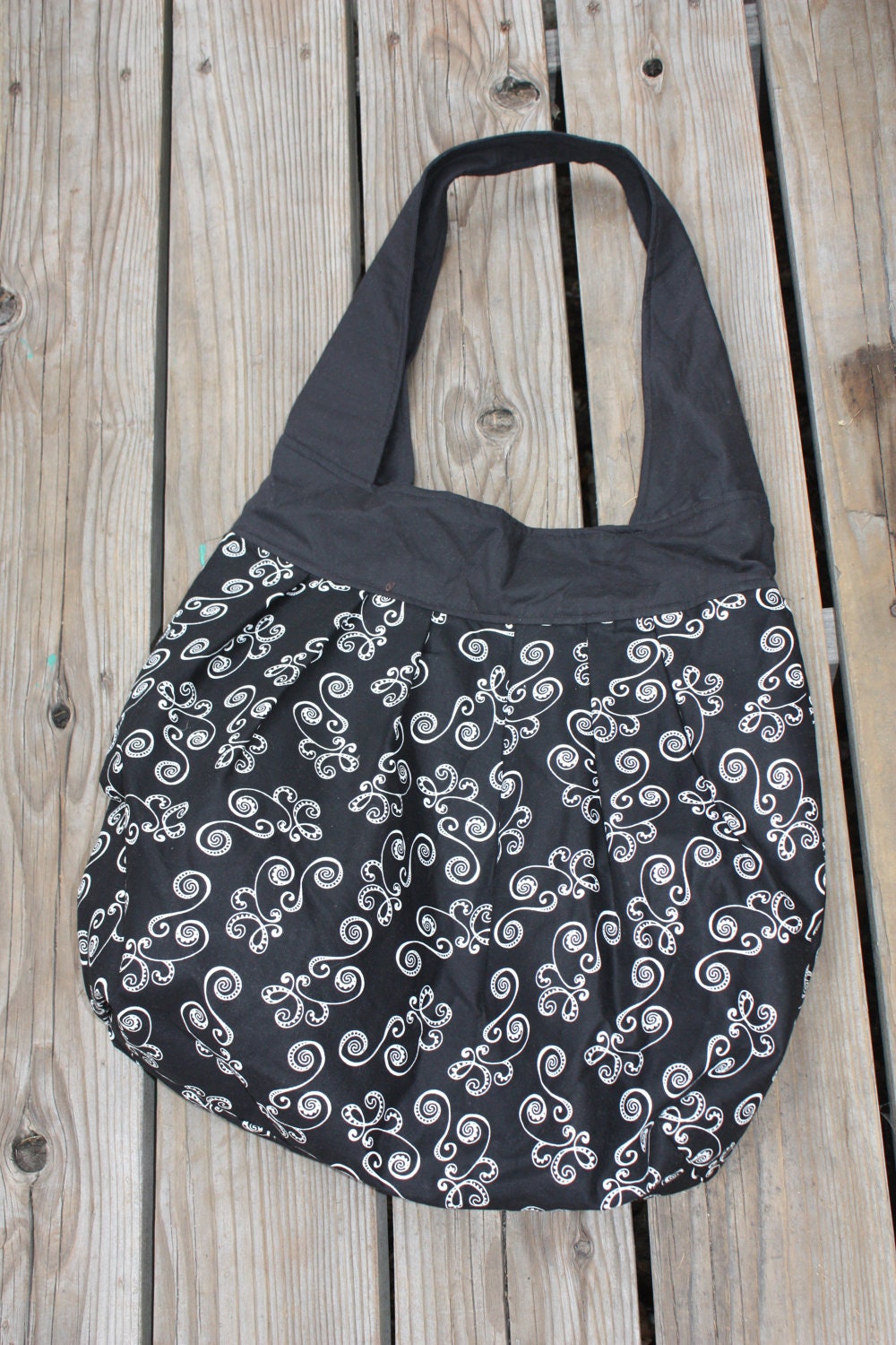 Large Tote Pleated Handmade Cotton Lined Bag or Purse