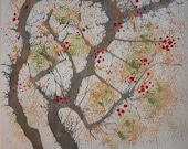 ORIGINAL Painting Contemporary Fine Art Flowers Modern Acrylics Abstract Floral Ready to hang  'Japanese Bonsai'