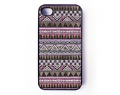 Iphone 4 Case - Aztec Pattern On Wood iPhone case for iPhone 4 / 4S - plastic or rubber