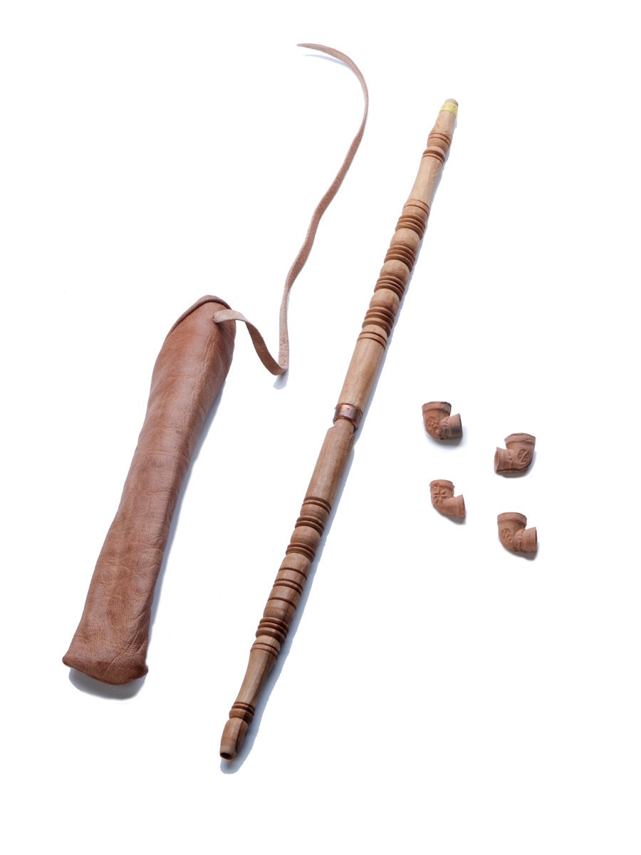 Sebsi Moroccan Hashish Pipe   "2 Piece Sebsi-Pipe-Starter-Pack" (Sebsi Pipe, Leather Pouch, 4 Skuffs) for Tobacco use only
