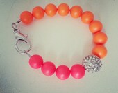 Neon Swarovski Beaded Bracelet With Pave Bead center Bracelet
