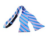 Men's Bow Tie (Self Tie / Untied Bowtie) Light Blue Pink Stripes (X045-UTBT) Bowties Bow Ties Necktie Men Tuxedo Wedding Formal
