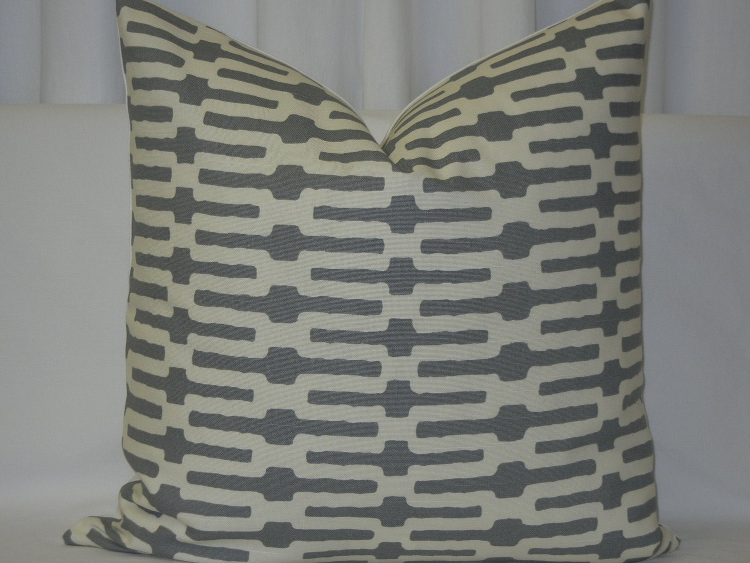 20" x 20" GEOMETRIC LINKS  Pillow Cover -Designer  fabric -Back fabric-solid white color