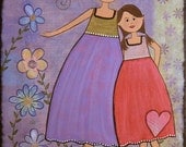 Mother Daughter Friends Love Kids Wall Art for Kids Room Art Children Decor - Girls Kids Art Prints from Kids Paintings by TwoLittleWitches