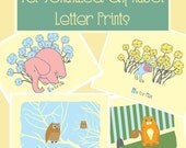 Personalized Alphabet Print - Custom Nursery Print Kids Wall Art - Baby Name Art Print - You Choose The Name - by strawberryluna