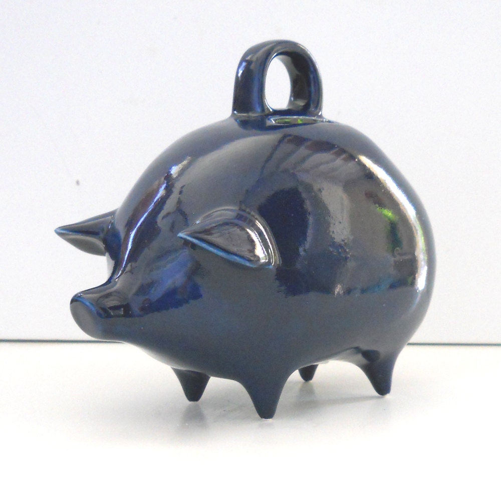 Mexican Piggy Bank Vintage Design in Navy Blue