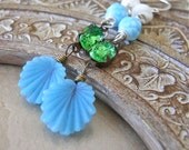 Earrings - vintage Japanese glass, vintage crystal, sterling silver - Resort