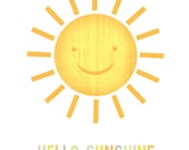 SMALL PRINT, Hello Sunshine, archival print of original illustration by Anna Tillett Designs