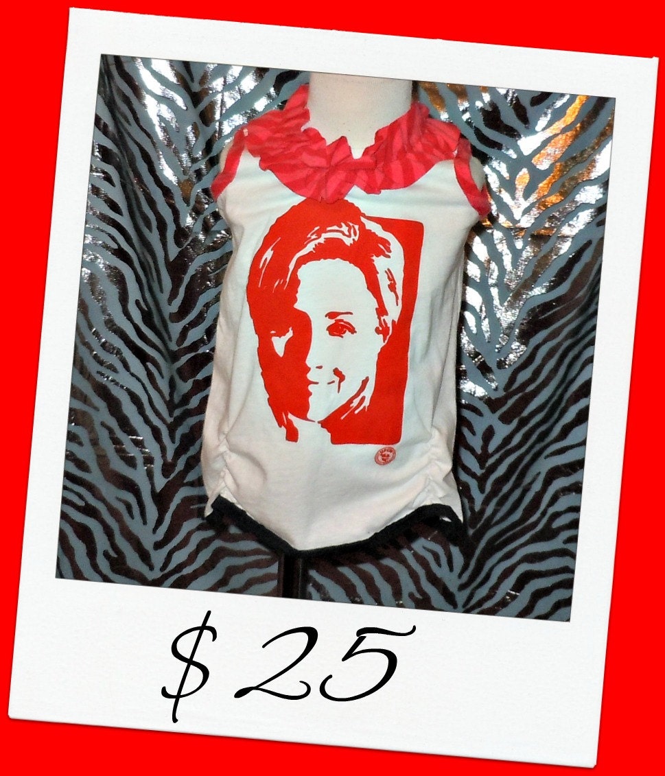 Girls Sleeveless Tunic Top Shirt Ruffles Hillary Clinton Size 3/4