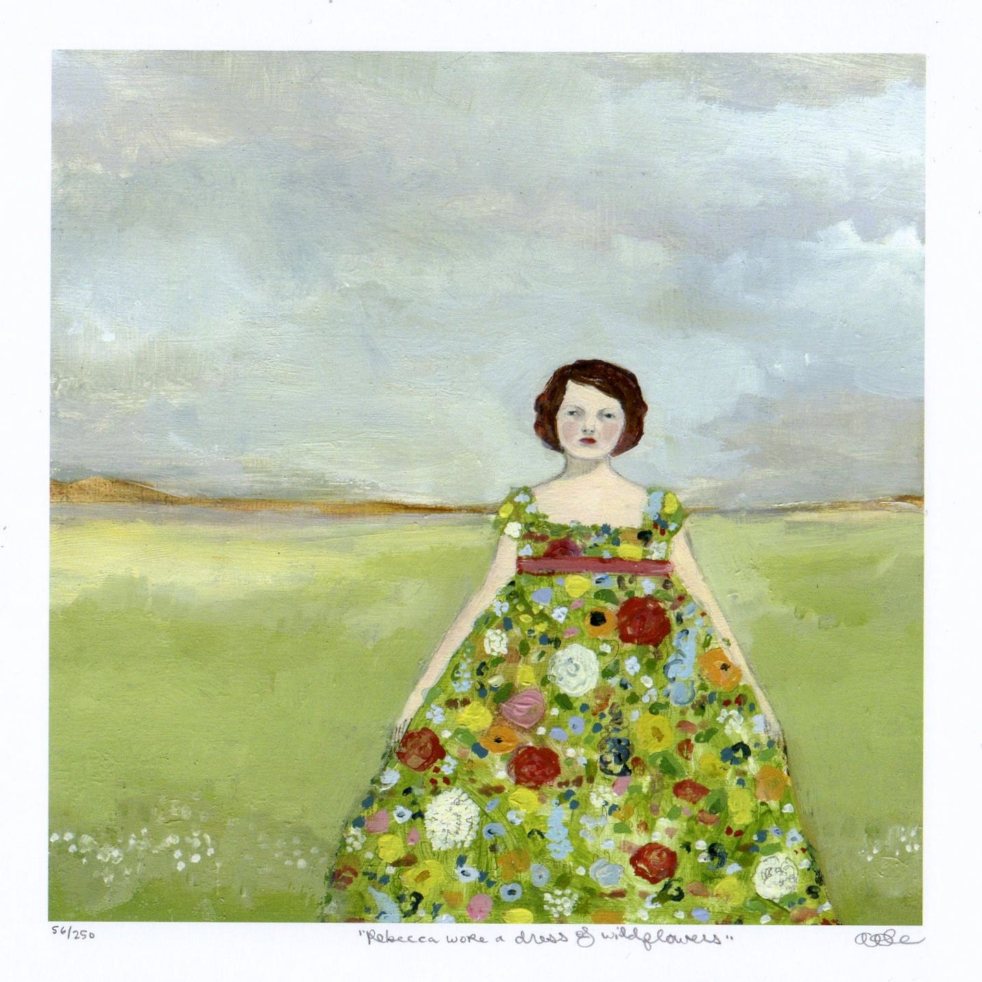 rebecca wore a dress of wildflowers - limited edition giclee of original oil painting