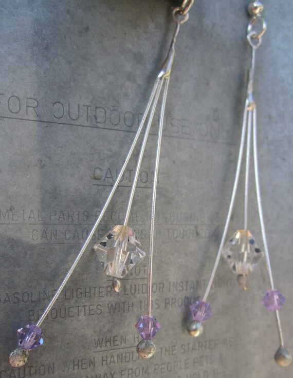 Clear and Light Purple Swarovski Crystal Branch Earrings by Heidi Urbanski on etsy