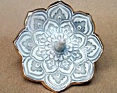 Lotus Ceramic Ring Holder Bowl Pearl Gray  gold edged