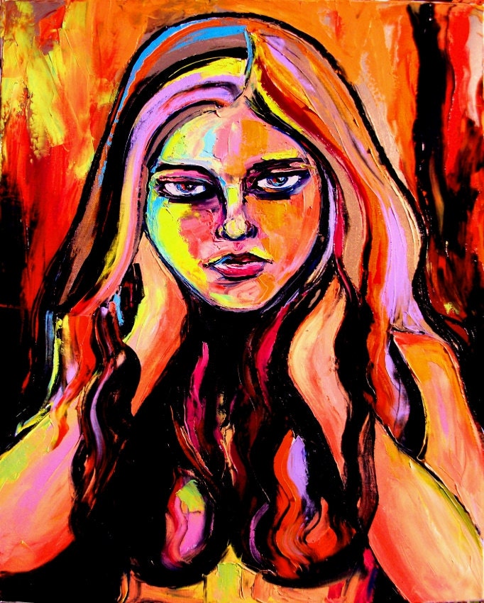 Figure painting nude oil abstract impasto art by Aja Ignite 24x30