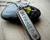 Courage Necklace Hand Stamped Rustic Sterling Silver Copper