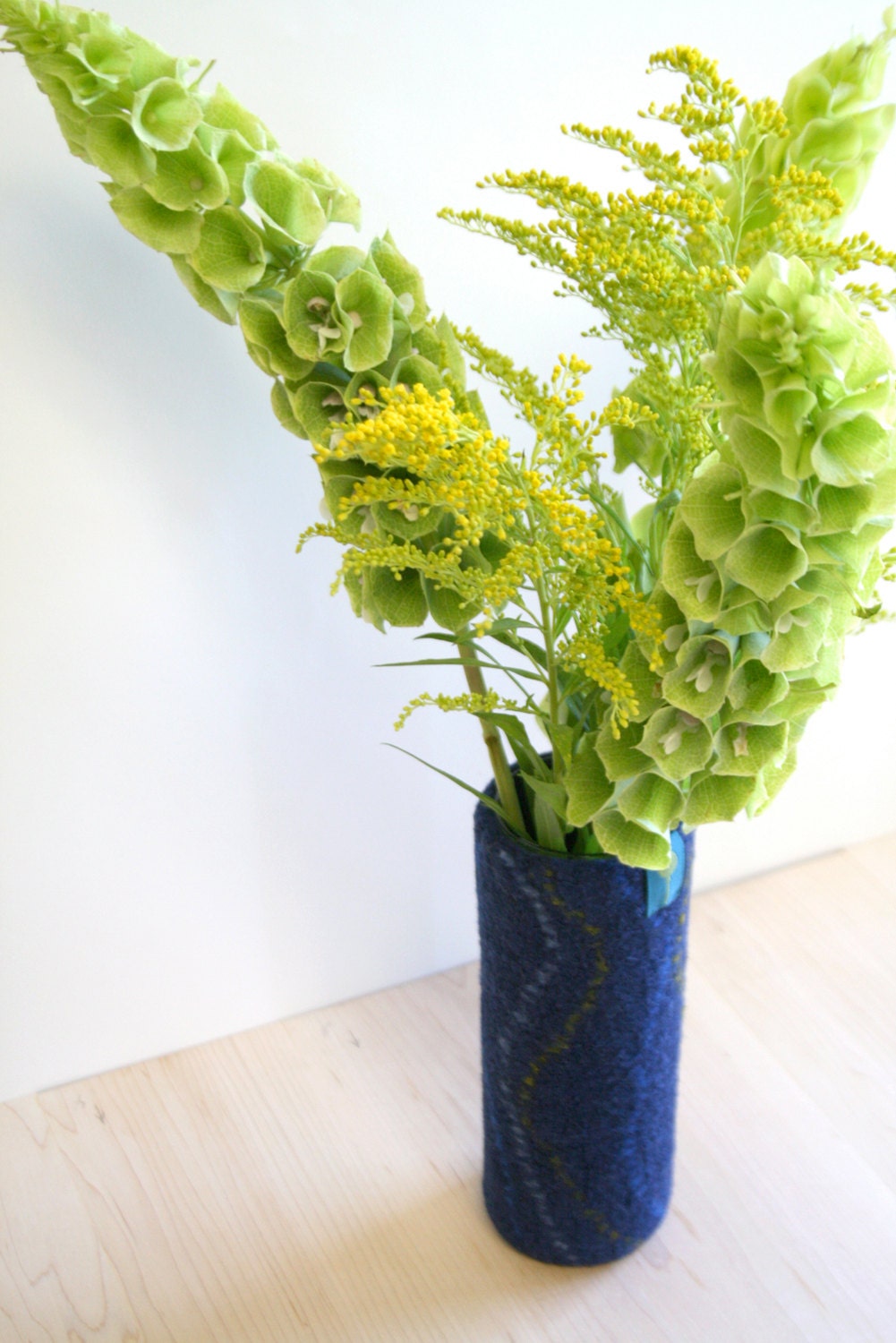 Lines Tall Bud Vase - Felted Wool - Night Blue