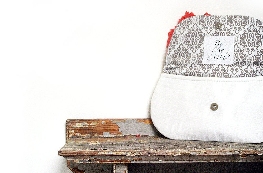 personalize your clutch, name/message tag for bridesmaids, custom clutch