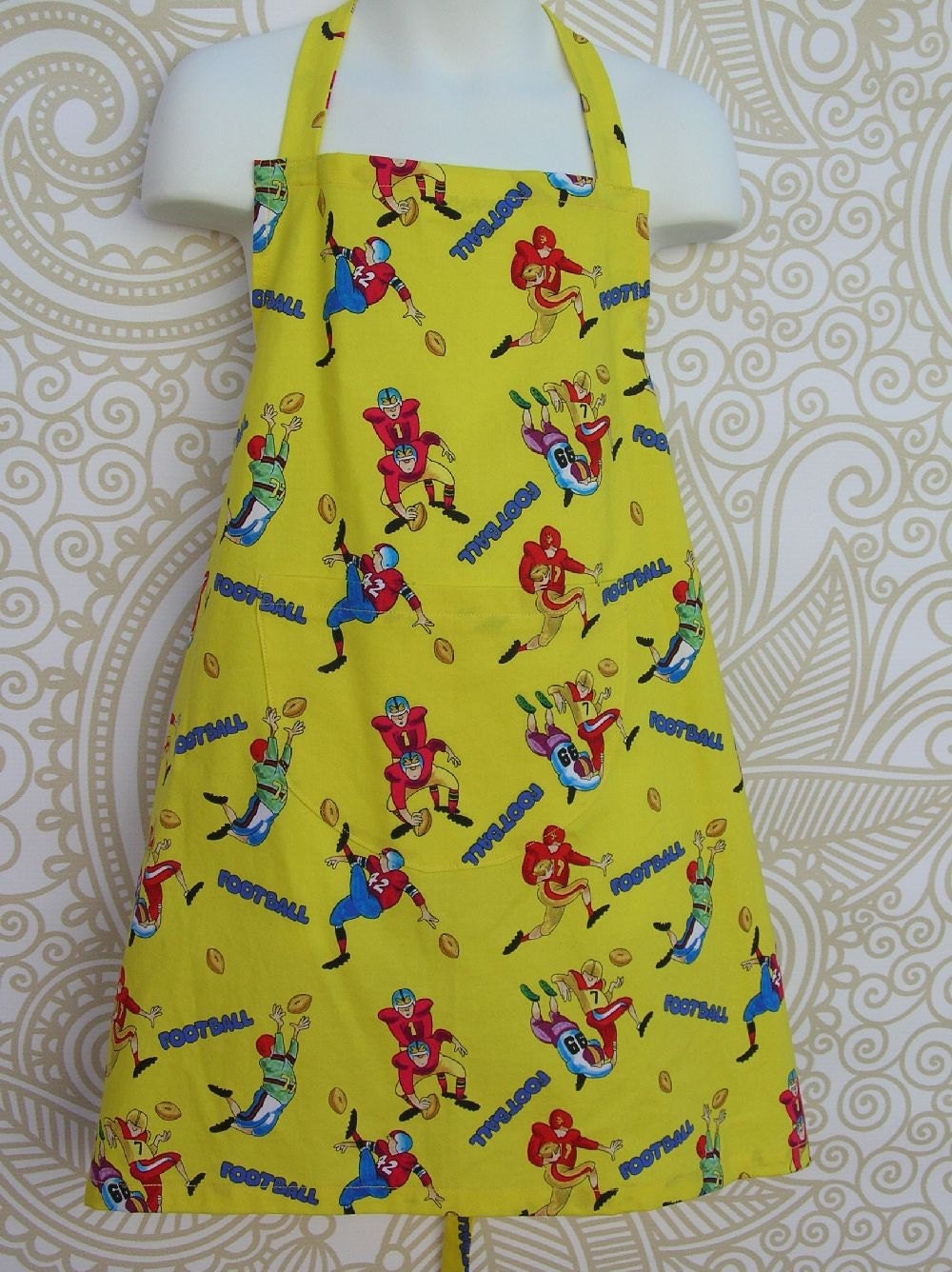 Bright Yellow Football Player Apron