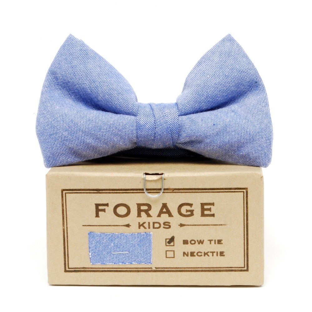 blue chambray. KIDS bow tie