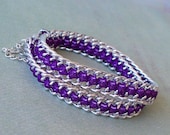 Purple Ribbon and Chain Wrapped Bracelet