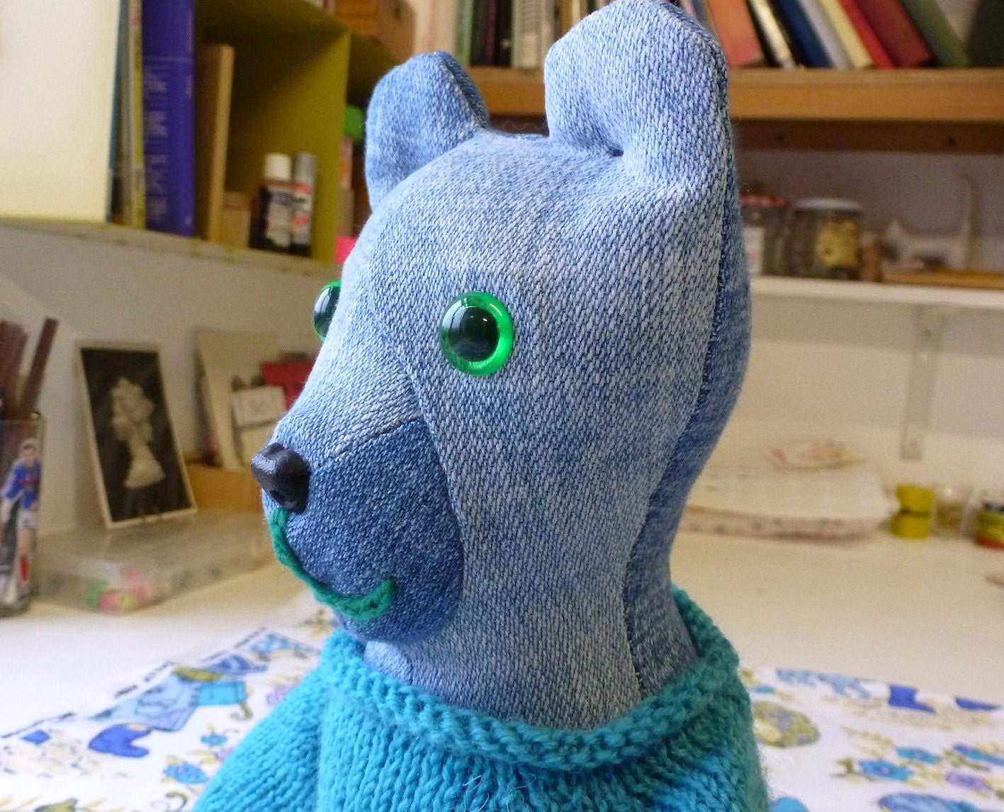 Mr Ted With Aqua Knitted Jumper