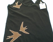 screen printed birds women's tank top size small