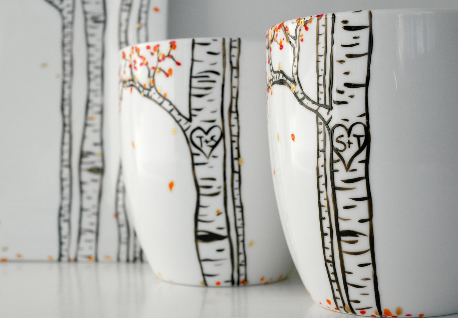 Autumn Aspen Forest - Single Large Personalized Hand Painted Mug