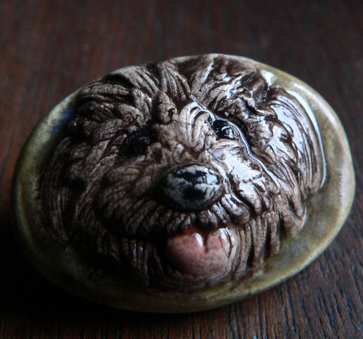 Ceramic Brown Dog Pin