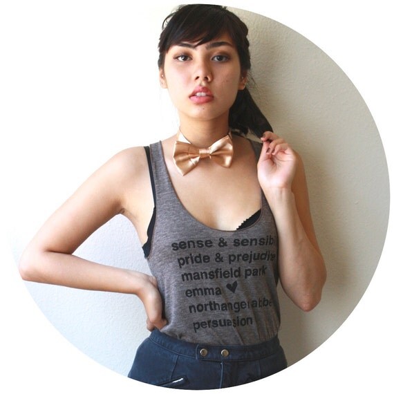Jane Austen Novels. SMALL Ladies' Racerback Tank in Coffee