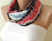 Infinity Scarf Loop Scarf Circle Scarf Cowl Scarf Rainbow tone colors chevron jersey cowl