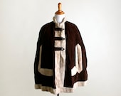 1970s Suede Poncho Coat - Vintage Chocolate Brown Winter Cape