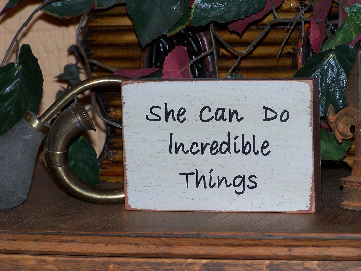 Home Decor Wood Sign, Minimalistic, Country Cottage, Inspirational, She Can Do Incredible Things Quote, Encouraging Signage, Color Choice