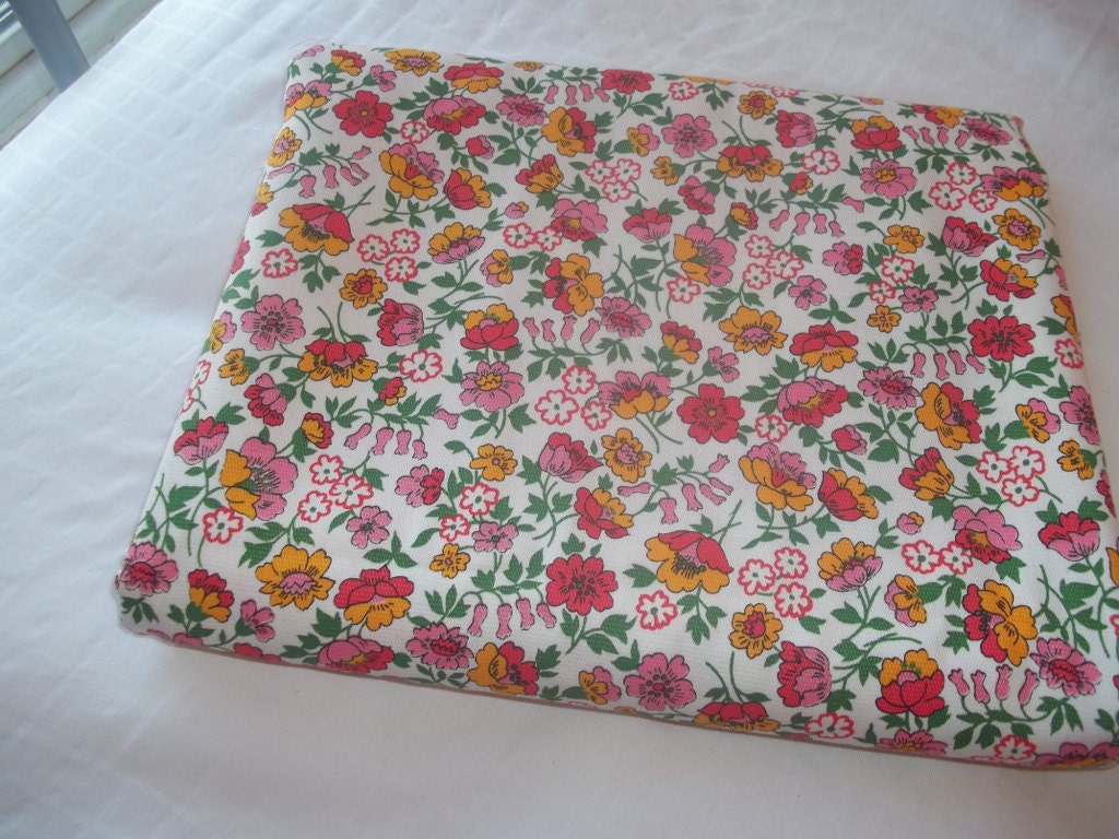 Vintage Fabric Bright Pink Yellow Floral Pattern 44 x 3 yards available