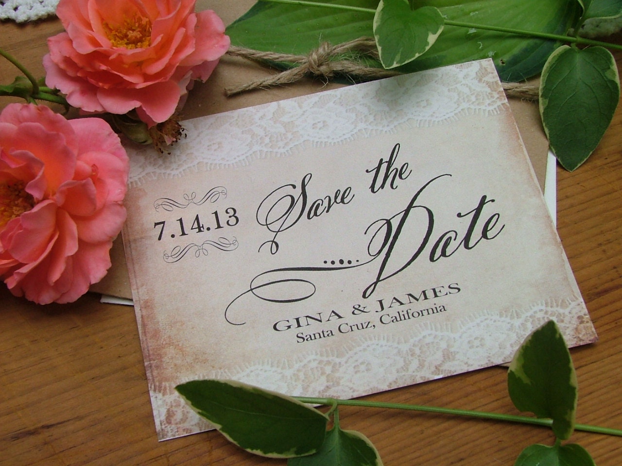 Lace/doily Wedding Invitations, vintage doily wedding save the date cards