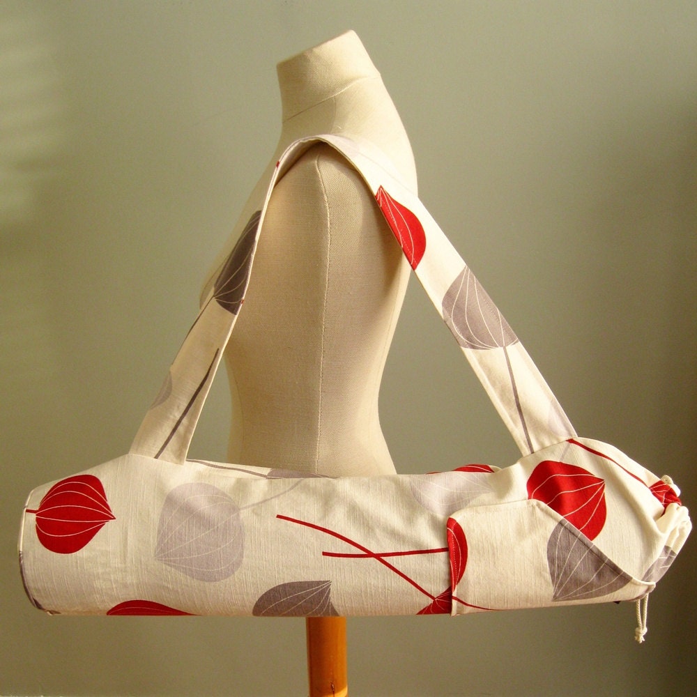 Yoga Mat Bag - Mod Pods in Red and Grey