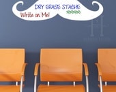 Mustache Dry Erase Wall Decal vinyl for home, office, dorm room and childrens decor