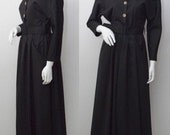 Vintage Dress Black Shirt Waist Dress Size Medium by Wallis 1980s does 1950s